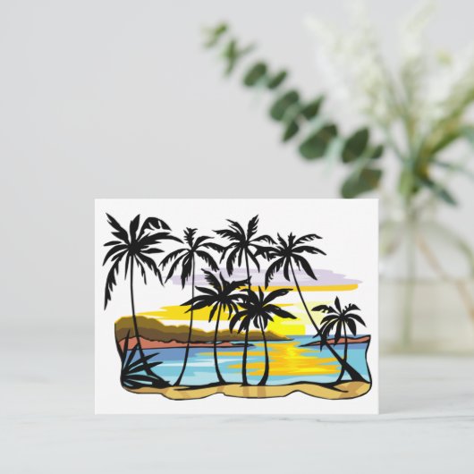 Palm Tree Hintergrund Postkarte (Stehend Vorderseite)