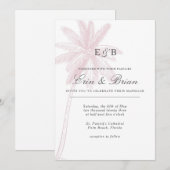 Palm Tree Hochzeit Einladung Rosa Rosa Vintag (Vorne/Hinten)