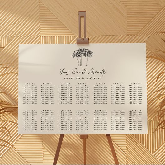 Palm Tree Hochzeit in Urlaubsort 14 Tischsitze Poster