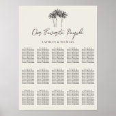 Palm Tree Hochzeit in Urlaubsort 15 Sitzkarten Poster (Vorne)