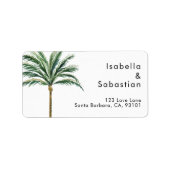 Palm Tree Hochzeit in Urlaubsort Address Label Adressaufkleber (Vorne)