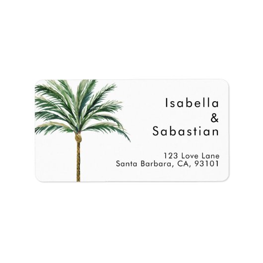 Palm Tree Hochzeit in Urlaubsort Address Label Adressaufkleber (Vorne)