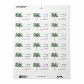 Palm Tree Hochzeit in Urlaubsort Address Label Adressaufkleber (Vorne)