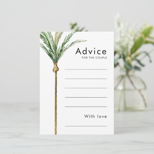 Palm Tree Hochzeit in Urlaubsort Advice Card Hinweiskarte (Stehend Vorderseite)