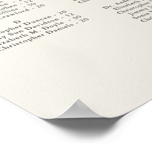 Palm Tree Hochzeit in Urlaubsort Alphabetische Sit Poster (Ecke)