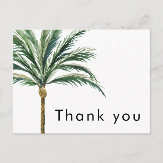 Palm Tree Hochzeit in Urlaubsort Danke Postcard Postkarte (Vorderseite)