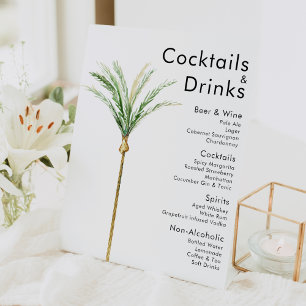Palm Tree Hochzeit in Urlaubsort Drinks Bar Sign Sockelschild