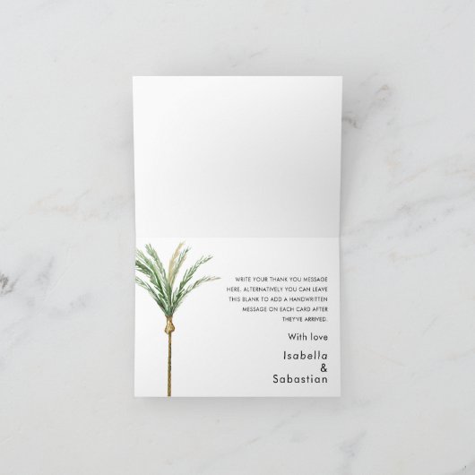 Palm Tree Hochzeit in Urlaubsort geklappt Danke (Innenseite)