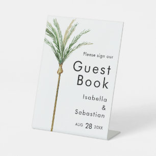 Palm Tree Hochzeit in Urlaubsort Guest Book Sign Sockelschild