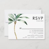 Palm Tree Hochzeit in Urlaubsort Menu UAWG RSVP Karte (Vorderseite)