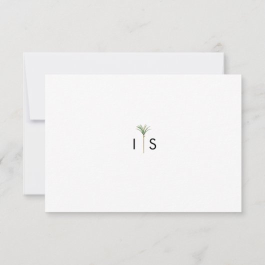 Palm Tree Hochzeit in Urlaubsort Menu UAWG RSVP Karte (Rückseite)