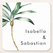 Palm Tree Hochzeit in Urlaubsort Rechteckiger Pappuntersetzer (Vorderseite)