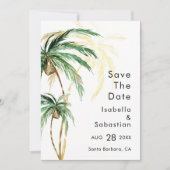 Palm Tree Hochzeit in Urlaubsort Save the Date fla (Vorderseite)