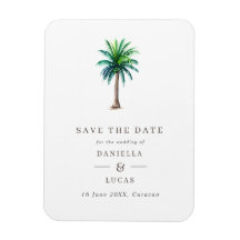 Palm Tree Hochzeit in Urlaubsort Save the Date