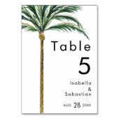 Palm Tree Hochzeit in Urlaubsort Tischnummer Card (Vorderseite)