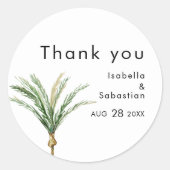 Palm Tree Hochzeit in Urlaubsort Vielen Dank Aufkl Runder Aufkleber (Vorderseite)