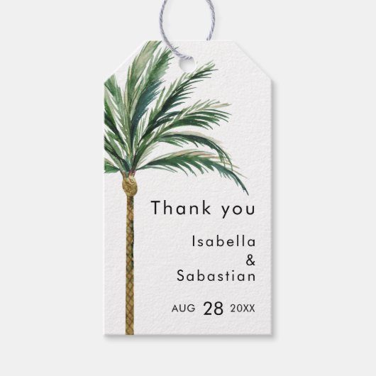 Palm Tree Hochzeit in Urlaubsort Vielen Dank, dass Geschenkanhänger (Vorderseite)