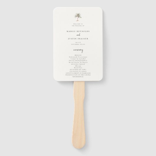 Palm Tree Hochzeitsprogramm für Tropical Island Fächer (Vorderseite)