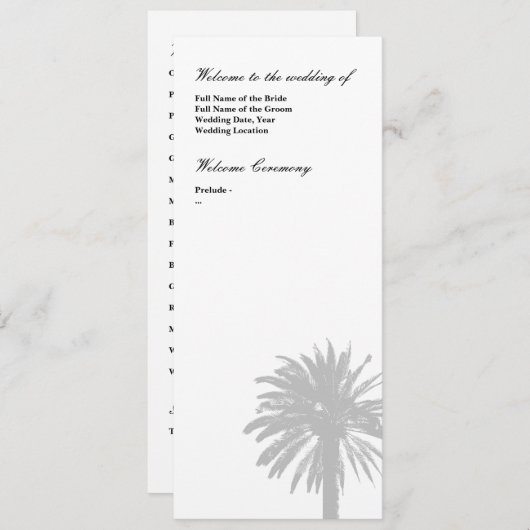 Palm Tree Hochzeitsprogramm Vorlage (Vorne/Hinten)