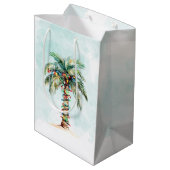 Palm Tree Holiday Beach Weihnachten Mittlere Geschenktüte (Rückseite Schrägansicht)