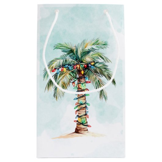 Palm Tree Holiday Küste Weihnachten Kleine Geschenktüte (Rückseite)