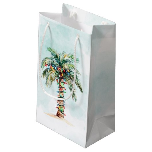 Palm Tree Holiday Küste Weihnachten Kleine Geschenktüte (Rückseite Schrägansicht)