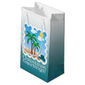 Palm Tree Holiday Lights Beach Weihnachten Kleine Geschenktüte (Rückseite Schrägansicht)