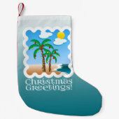 Palm Tree Holiday Lights Beach Weihnachten Kleiner Weihnachtsstrumpf (Vorderseite)