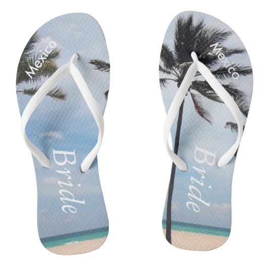 Palm Tree I Wedding Flip Flops Bride Beach Sandals Badesandalen (Fußbett)