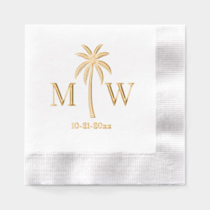 Palm Tree Initial Couple Wedding Monogram Date #5 Servietten Mit Folie