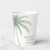 Palm Tree Island Destination Green Wedding Pappbecher (Rückseite)