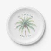Palm Tree Island Destination Green Wedding Pappteller (Vorderseite)