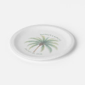 Palm Tree Island Destination Green Wedding Pappteller (Schrägansicht)