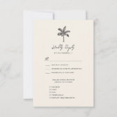 Palm Tree Ivory Minimalistische Hochzeit in Urlaub RSVP Karte (Vorderseite)