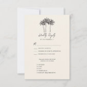 Palm Tree Ivory Minimalistische Hochzeit in Urlaub RSVP Karte (Vorderseite)
