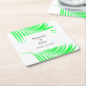 Palm Tree Leaf Green Blätter Elegante Hochzeit Rechteckiger Pappuntersetzer (angewinkelt)