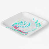 Palm Tree Leaf Muster Tropical Multicolor Name Pappteller (Gewinkelt)