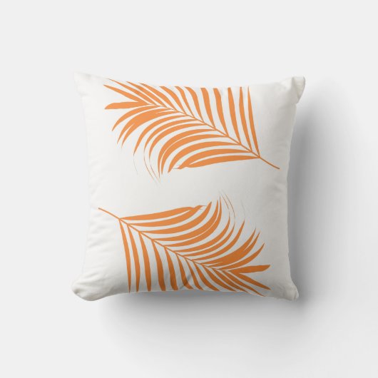 Palm Tree Leaf Orange Blue Tropical Coaststrand Kissen (Vorderseite)