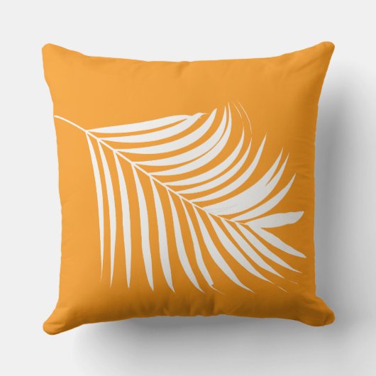Palm Tree Leaf Orange Coastal Beach Tropical Art Kissen (Rückseite)