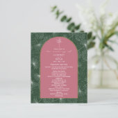 Palm Tree Leaf Pink & Green Wedding Programm (Stehend Vorderseite)