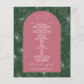 Palm Tree Leaf Pink & Green Wedding Programm (Rückseite)