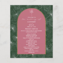Palm Tree Leaf Pink & Green Wedding Programm
