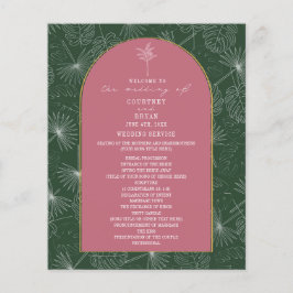 Palm Tree Leaf Pink & Green Wedding Programm