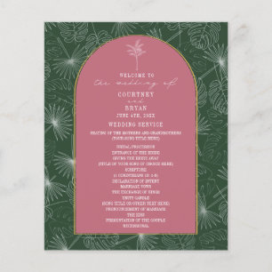 Palm Tree Leaf Pink & Green Wedding Programm