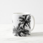 Palm Tree Leaf Schwarz-weiß Kaffeetasse (VorderseiteRechts)