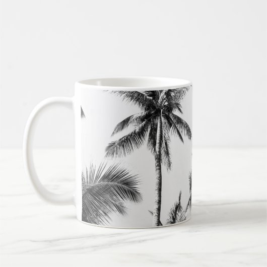 Palm Tree Leaf Schwarz-weiß Kaffeetasse (Links)