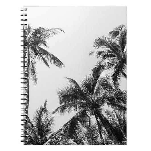 Palm Tree Leaf Schwarz-weiß Notizblock (Vorderseite)