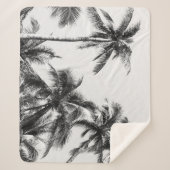 Palm Tree Leaf Schwarz-weiß Sherpadecke (Vorderseite)