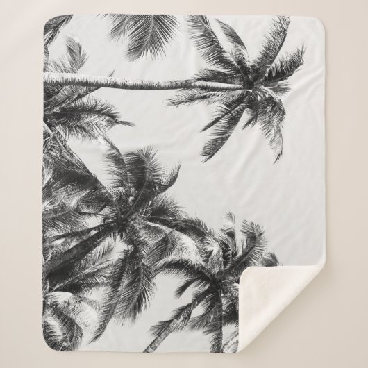 Palm Tree Leaf Schwarz-weiß Sherpadecke (Vorderseite)