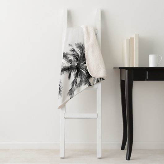 Palm Tree Leaf Schwarz-weiß Sherpadecke (Beispiel)